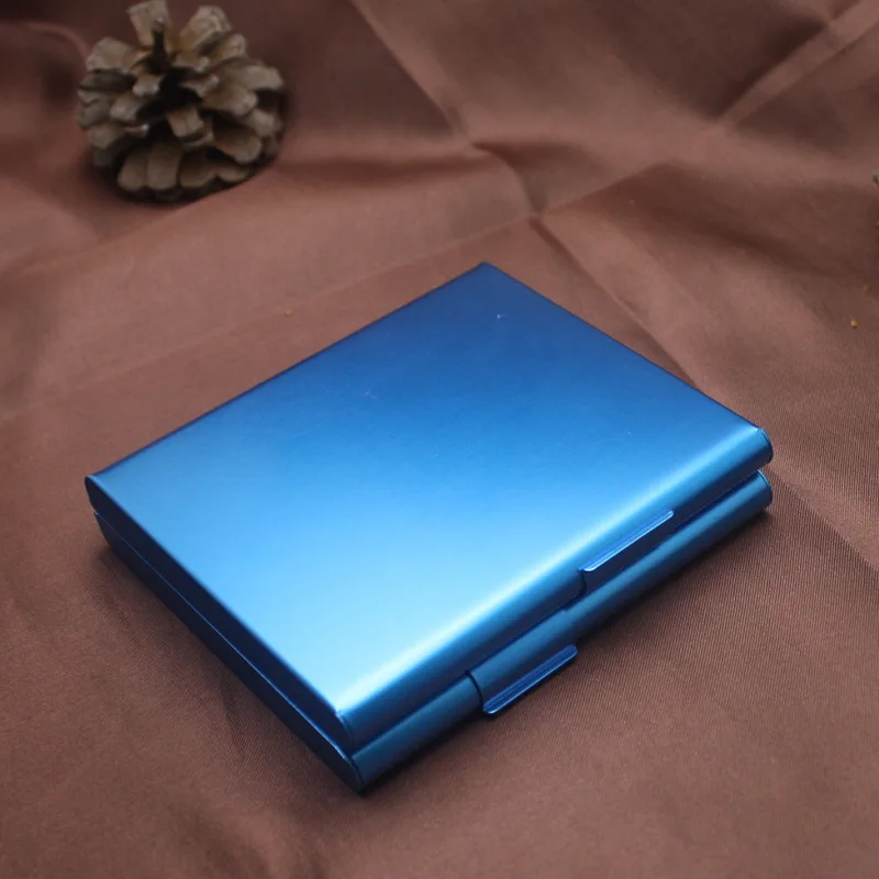 Blue Двойной открытый алюминиевый чехол для сигарет, коробка для сигар, держатель для табака, металлический Карманный контейнер для хранения, аксессуары для сигарет - Цвет: Blue