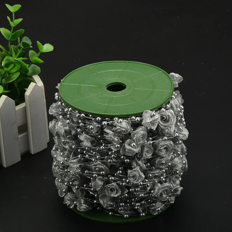 10 метров/рулон 4 мм искусственные жемчужные бусины цепочка 2 см атласная лента