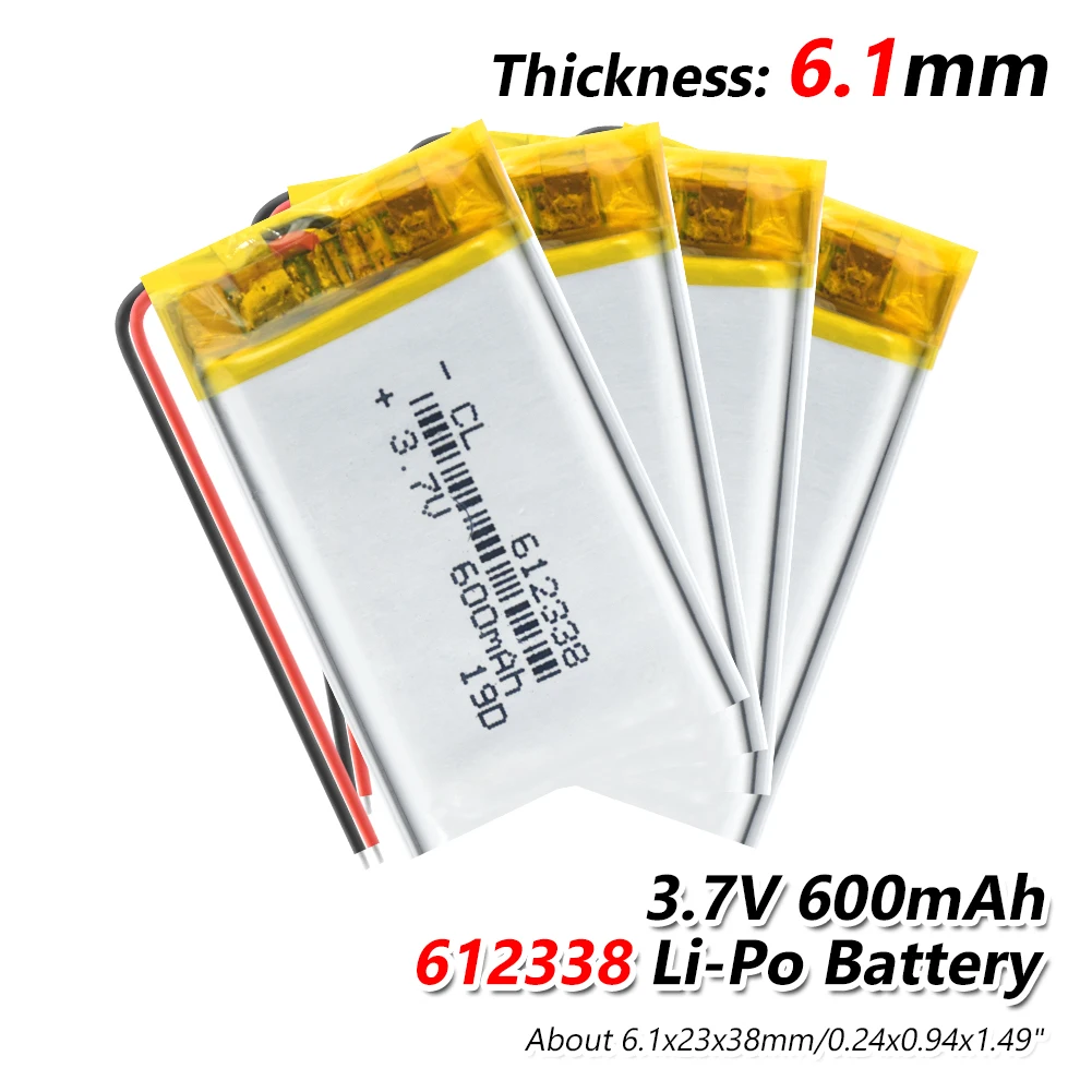 1/2/4 шт. 612338 литий-полимерная батарея 3 7 Вольт li-po ion lipo 3,7 V 600mAh перезаряжаемые батареи для dvd gps навигации