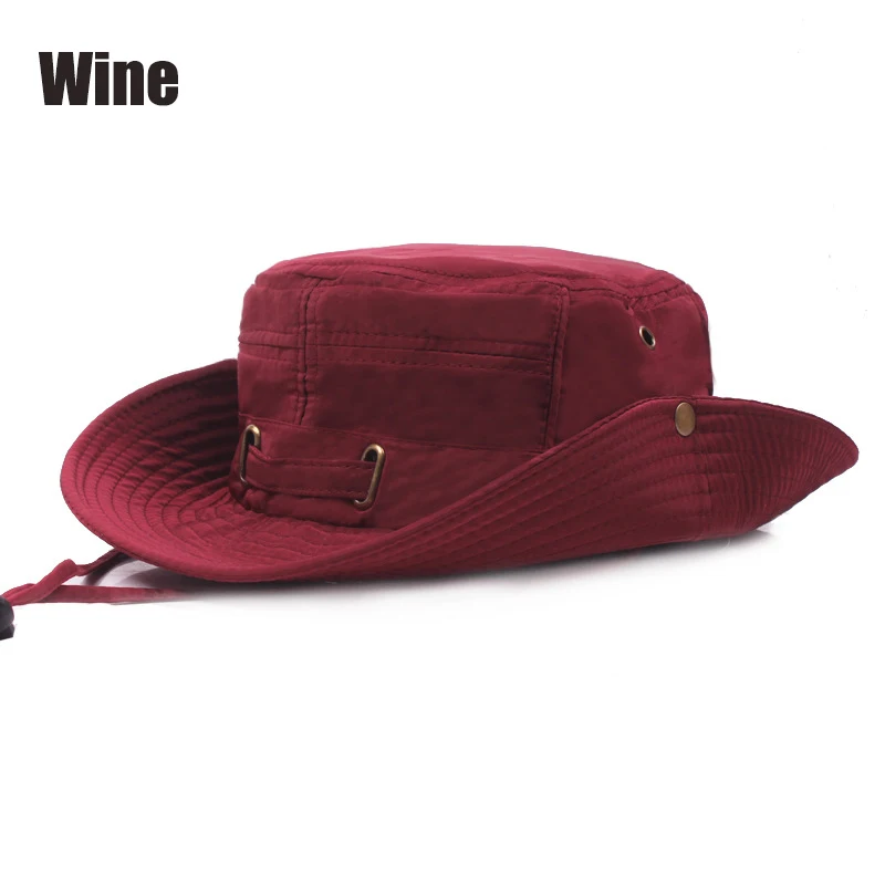 Wine RoxCober, одноцветная Кепка, летняя, унисекс, для улицы, дышащая, ведро, шапки, ветровая веревка, фиксированная, Пляжная шапка, рыбацкие кепки, козырьки - Цвет: Wine