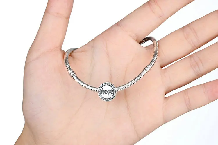 BAMOER, настоящее 925 пробы, серебро, буква "Hope", алфавит, Очаровательные Подвески, подходят для браслетов и ожерелья для женщин, модное ювелирное изделие SCC088