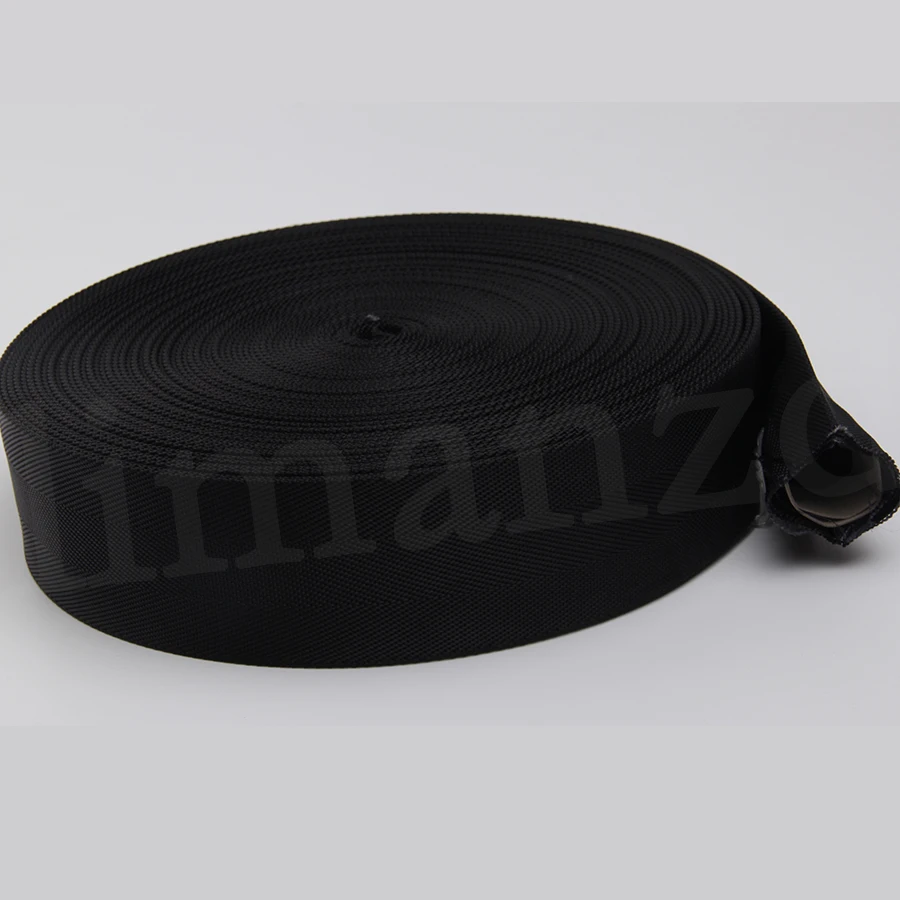 

45mm Black Color Tubular Nylon Webbing For Bag Strap Backpack Belt
