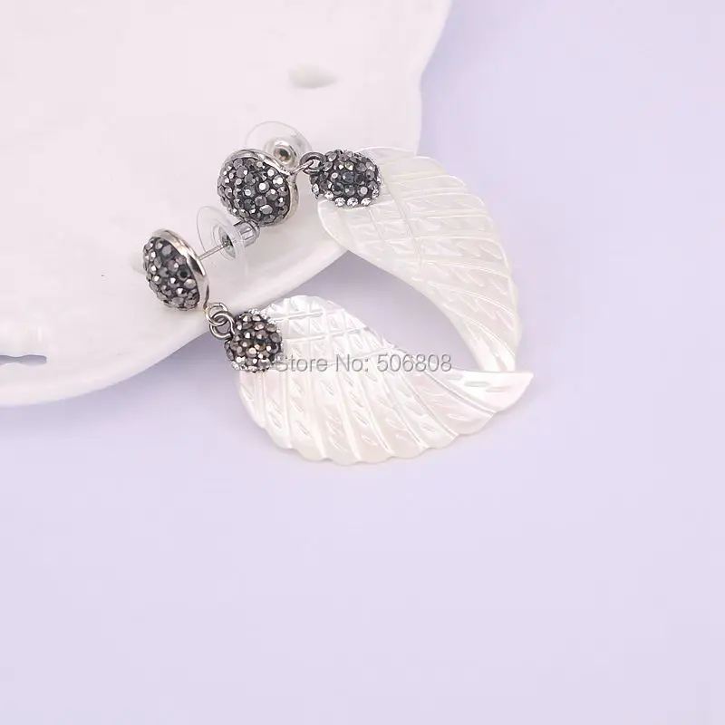 3 пары натуральных белых ракушек серьги в форме крыльев висячие с перламутром |