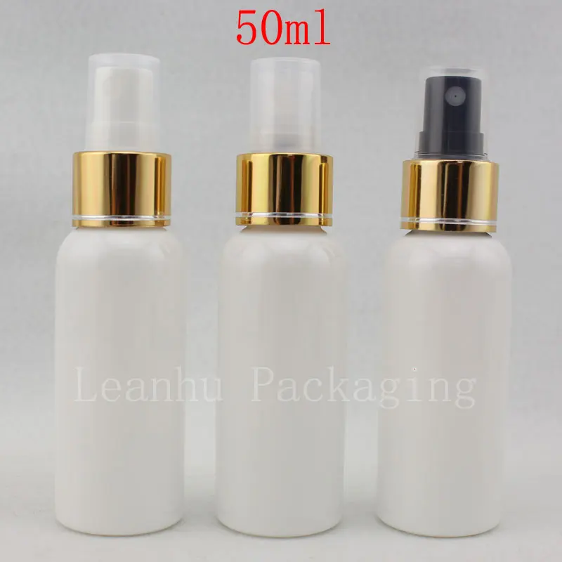 Пустая белая бутылка-распылитель 50 шт./лот мл с золотым мелким распылителем