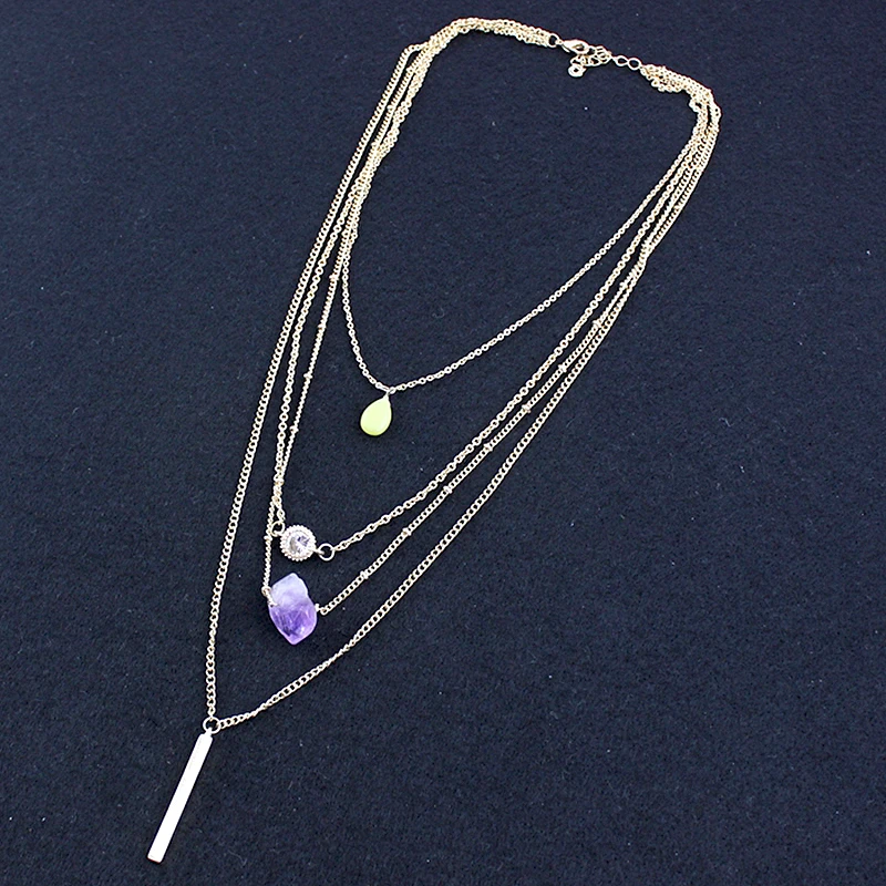 Женское винтажное ожерелье LongWay многослойное золотого цвета с цепочкой и кулоном