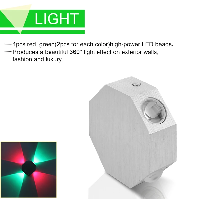 Современная алюминиевая восьмиугольная настенная лампа 4 Вт светодиодный