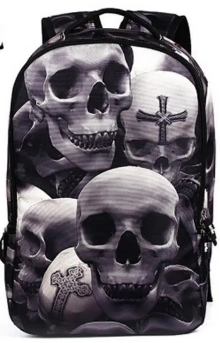 grey Рюкзак RUNNINGTIGER с 3D принтом черепа для мальчиков, школьные сумки из полиэстера для студентов колледжа, модный рюкзак для подростков - Цвет: grey