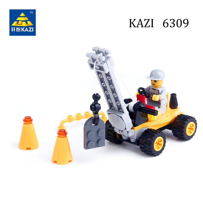 KAZI город модель автомобиля строительные блоки инженер вилочный погрузчик