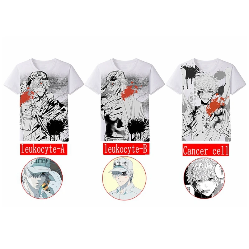 

MGFHOME аниме JK Hataraku Saibou, футболка для работы с клеточками, нейтрофил лейкоцит, белая футболка с раком крови, топы, футболка унисекс