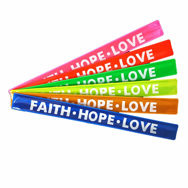 Светоотражающий браслет FAITH HOPE LOVE на запястье 30 см для бега езды
