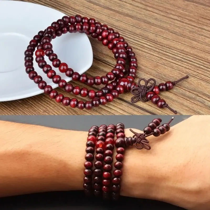 6MM108 Бусы из сандалового дерева мала 108 молитвенный браслет yoga Chakas Буддизм энергии браслет исцеления манжеты Природный благословит