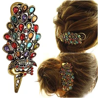 ladies beautiful vintage colorful rhinestone peacock barrette hairpin hair clip 1pc fashion new hot