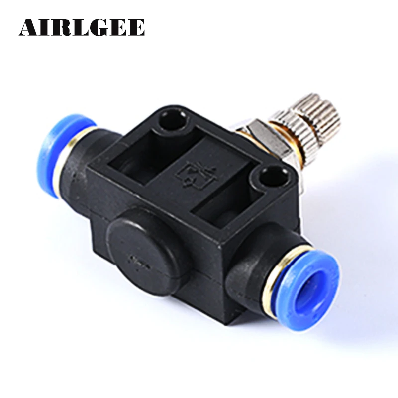 Pneumatic 2Way Air Flow Speed Controller 4mm 6mm 8mm 10mm 12mm OD Tube Adjustable Quick union fittings Throttle Valve | Обустройство