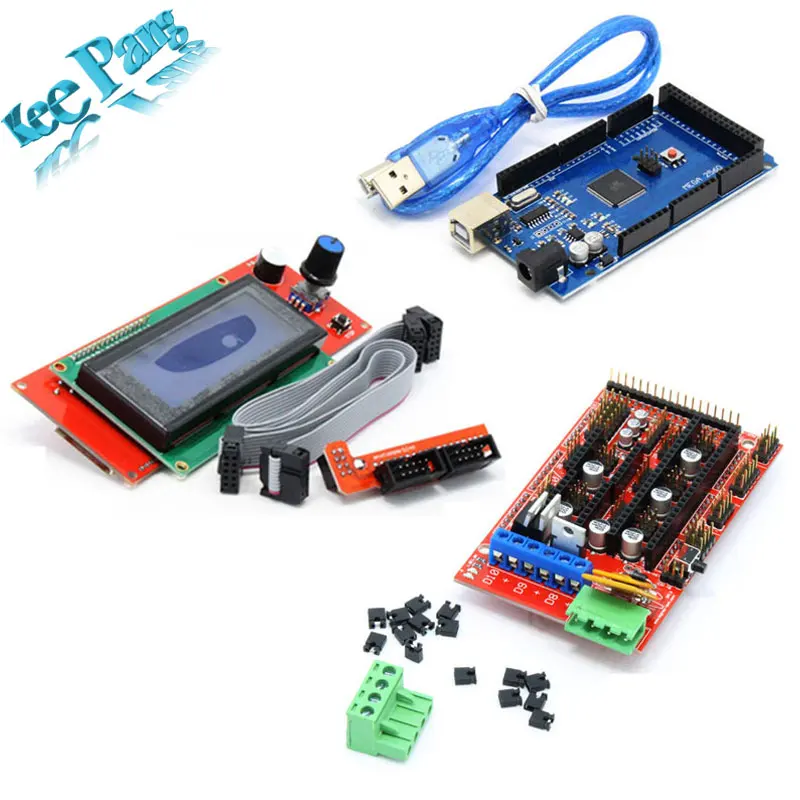 Мега 2560 R3 Mega2560 REV3+ 1 шт. RAMPS 1,4 контроллер+ RAMPS1.4 ЖК-дисплей 2004 ЖК-дисплей для 3D-принтеры