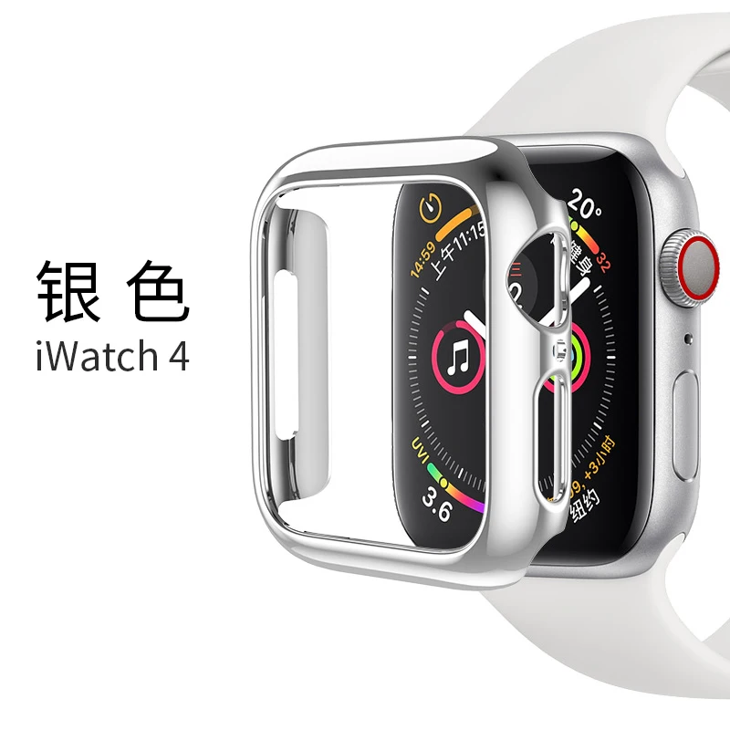 Серебристый HOCO Ультратонкий жесткий чехол для ПК 40мм 44мм для Apple Watch 5 4 Корпус Разноцветный защитник Пластиковая рамка для серии Iwatch 4 - Цвет ремешка: Серебристый
