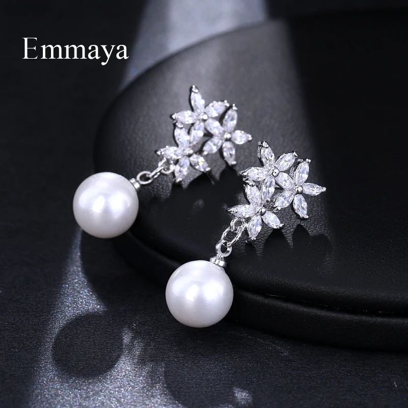 Серьги гвоздики Emmaya с искусственным жемчугом женские Элегантные украшения для