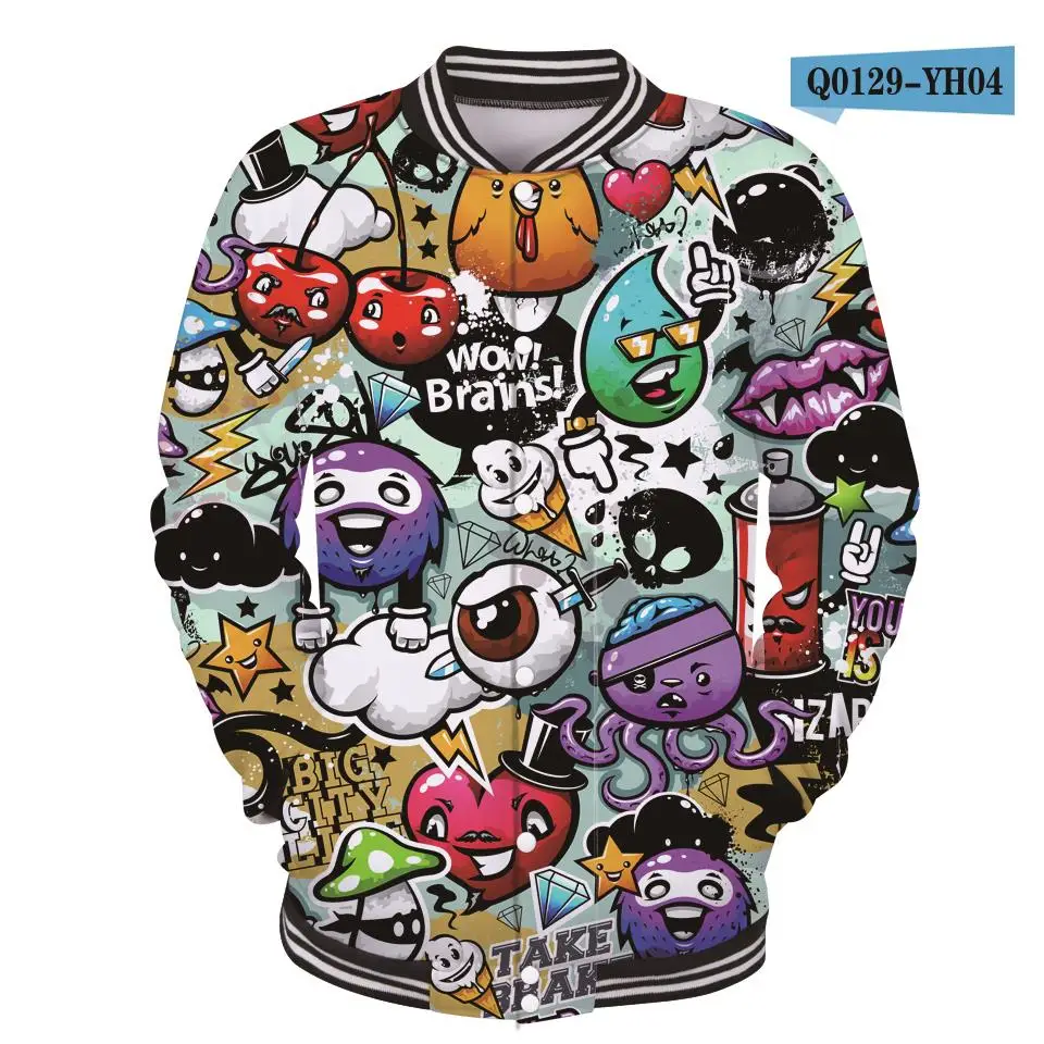 

3D Graffiti Anime Women Funny Autumn Baseball Jacket Hot Sale Sweatshirt Lovely Cool Men Fashion Funny Popular Print4XL