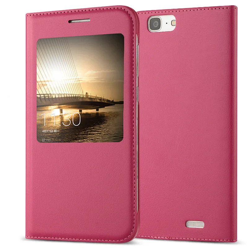 LEPHEE для huawei Ascend G7 чехол для huawei G7 C199 откидной Чехол кожаный чехол с окошком для просмотра полный G7 защитный чехол s 5,5" - Цвет: Red