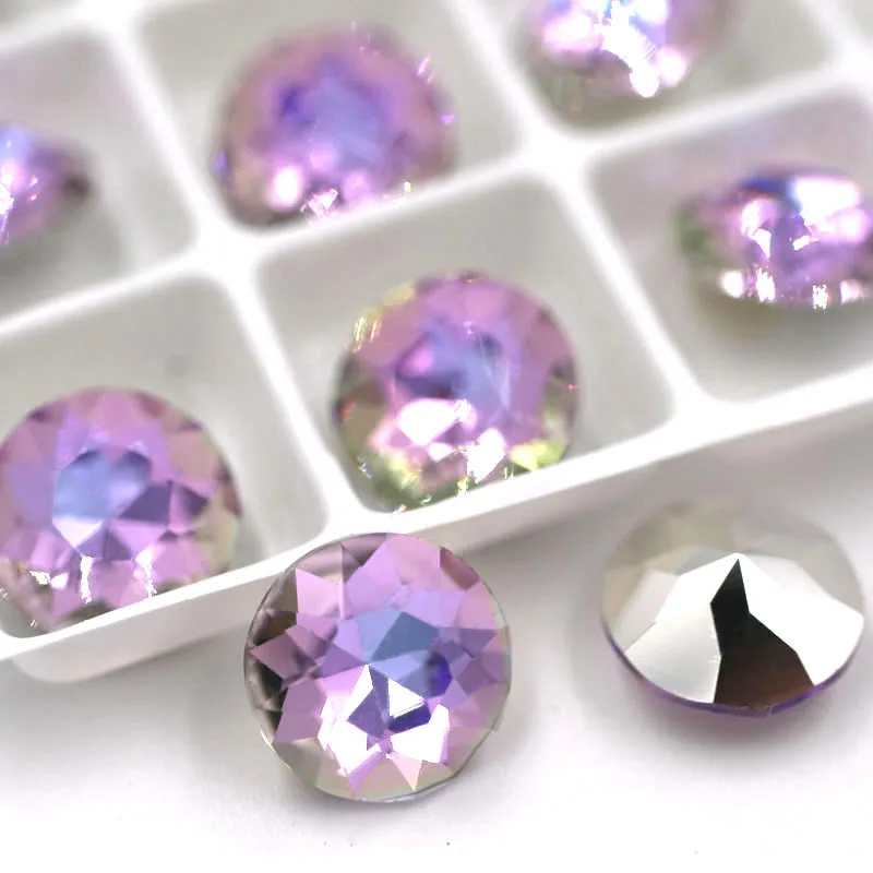 Purple light Новое поступление остроконечные клей на стекло стразы Высокое качество Кристалл круглой формы Стразы diy аксессуары для одежды - Цвет: Purple light