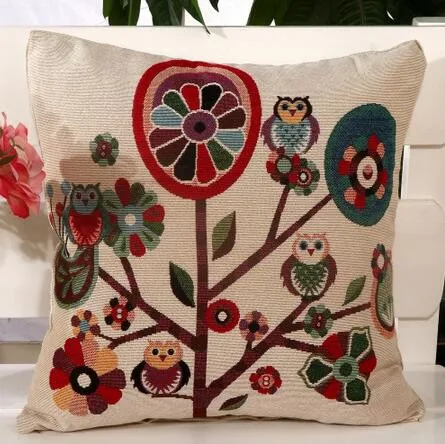 45x45 см/17,7x17,7 ''лен подушки Сова Дизайн Подушка для дивана автомобильный домашний декоративный пледы Хлопок Диван Декор DA989