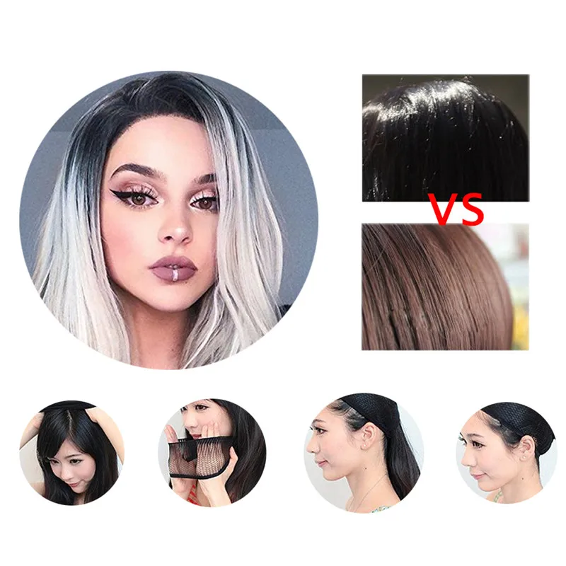 Волосы длинные прямые Ombre пепельный блондин термостойкие синтетические Two Tone