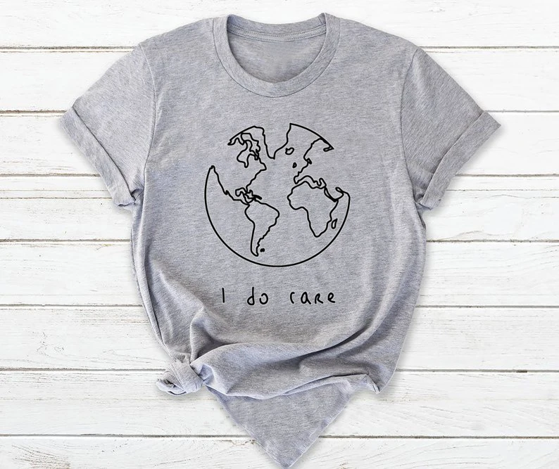 Футболка I Do Care Earth рубашки эстетическая Защита окружающей среды Женская