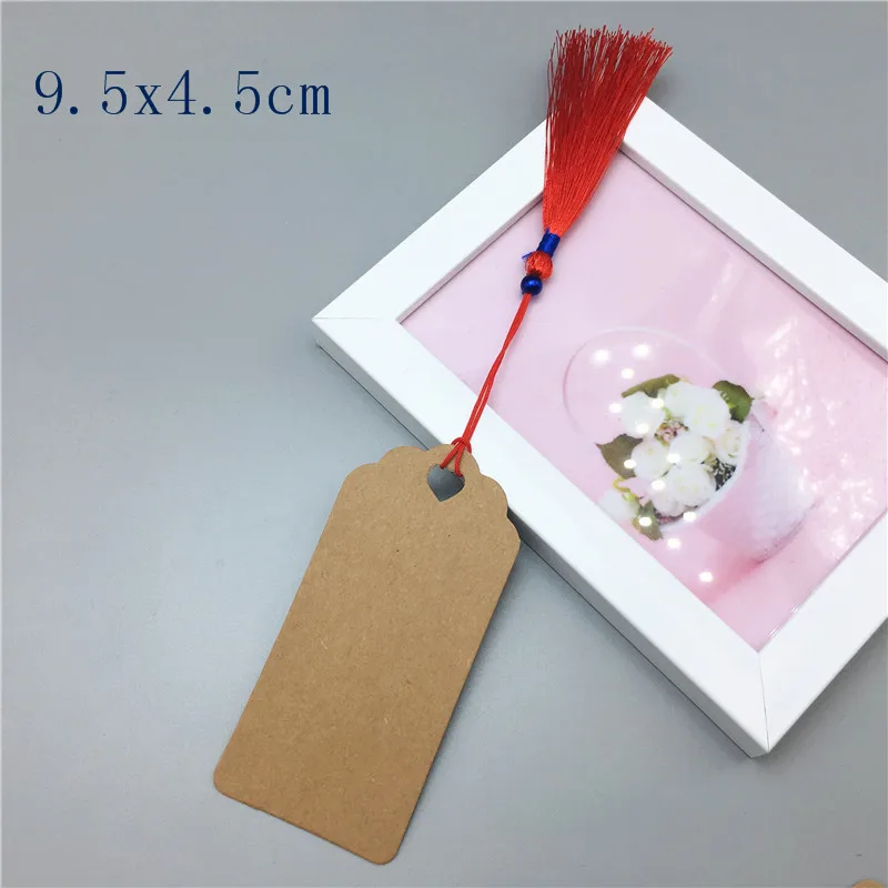 9.5x4.5cm brown 12 шт крафт-бирка с классическими красными кисточками мульти-стиль пустой коричневый Картон Подарочная бирка GarPrice карта - Цвет: 9.5x4.5cm brown