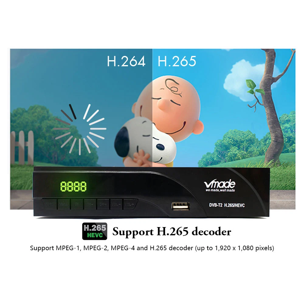 Vmade H.265 AC3 MPEG-4 DVB-T2 цифровая ТВ коробка Dvb-T2 наземный приемник Dvb T2 k6 телевизионная