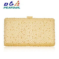 dazzling 3 color golden crystal clutch evening bag wedding party box handbag and purse women minaudiere bag