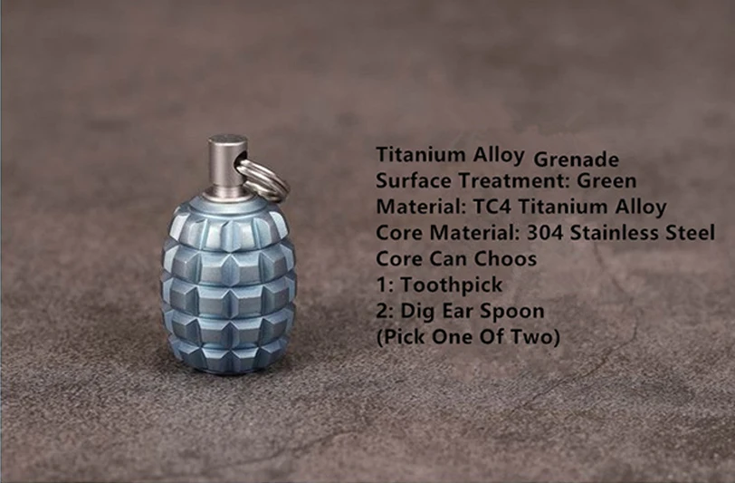 1PC Mini Grenade Shape Titanium Alloy Knife Beads Lanyard Pendant With Toothpick Fingertip Toys Begleri EDC Multi-tool Pendant