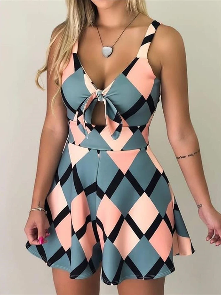 2019 летний женский элегантный отдых досуг комбинезон повседневный с цветным