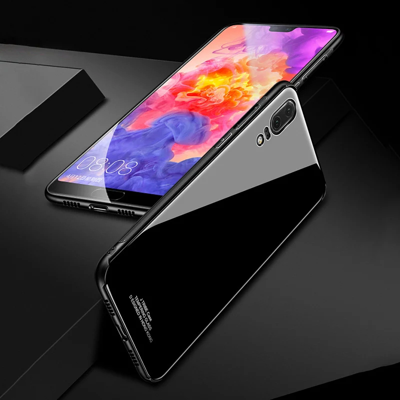 Tempered Glass Case For Huawei P20 Lite Silicone Phone Back Hard Anti-knock Full Protective Pro |