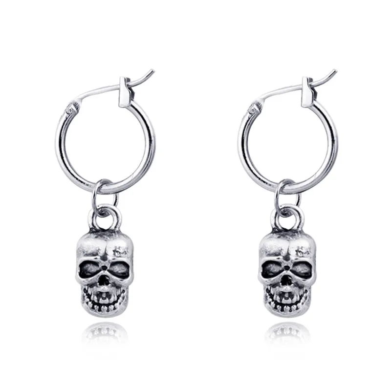 1 пара панк античный скелет кулон серьги кольца для женщин ретро череп круглая
