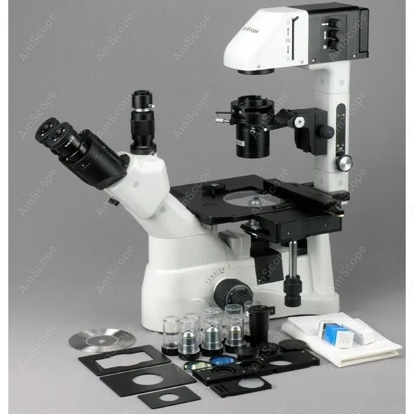 Инвертированный микроскоп Kohler Infinity Plan принадлежности AmScope 40X-1500X с камерой 5 Мп |