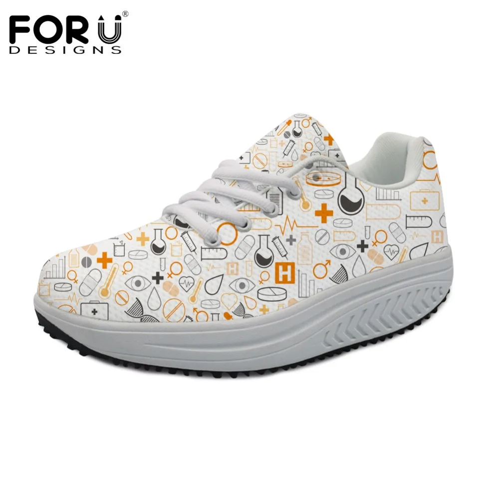 FORUDESIGNS/Женская обувь для танцев с 3D принтом в виде бутылки; весенняя женская обувь для кормления; увеличивающая рост; женская обувь на платформе для медсестры