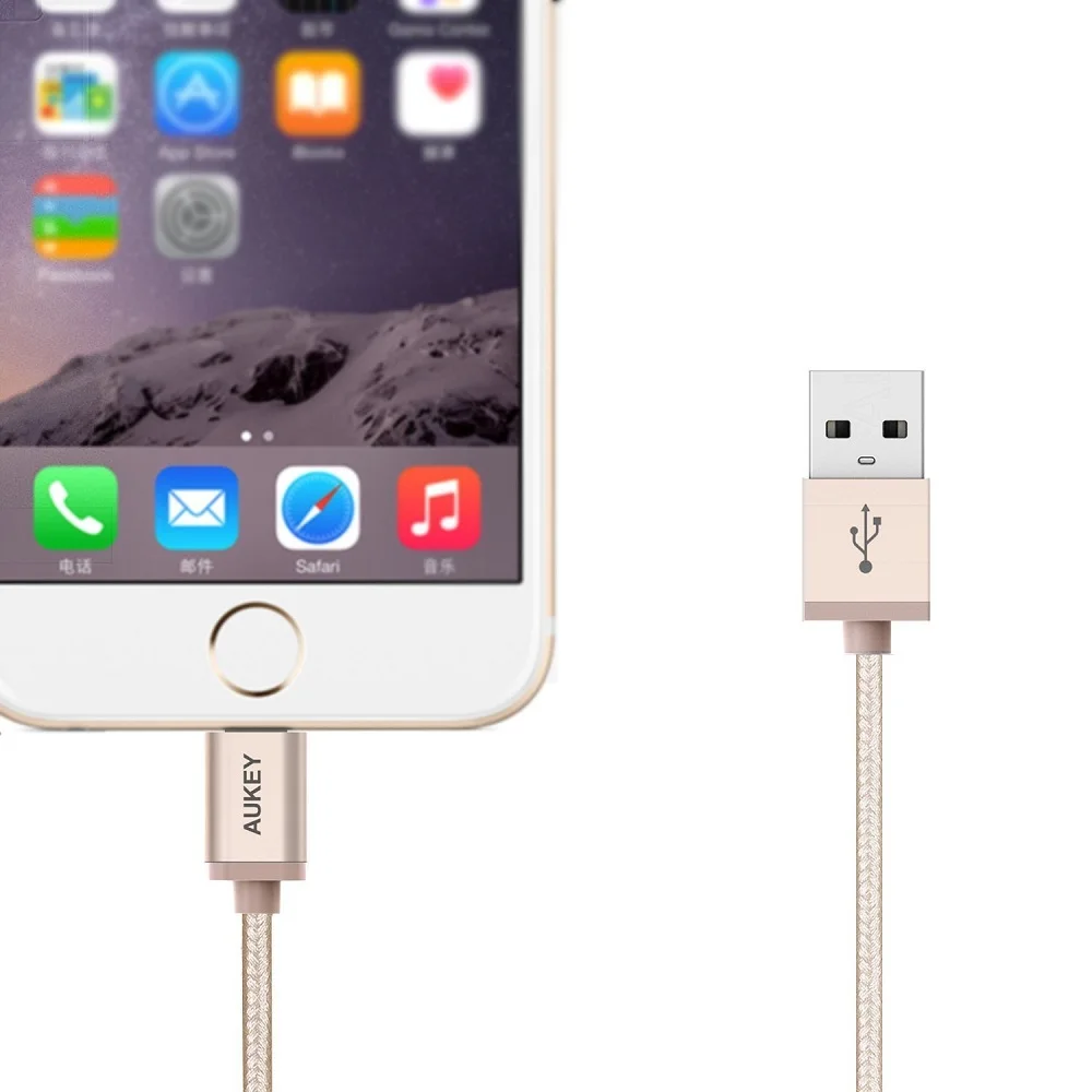 AUKEY MFI Aple 8 Pin Lightning to USB Cable For Cavo iPhone 4S 5 SE 6 6s 7 plus iPad Nylon Braid Fibre fast charging Device | Мобильные