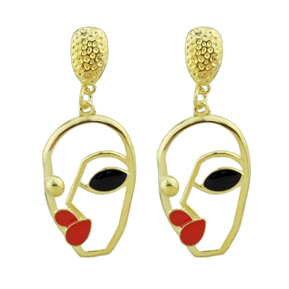 Минималистский изделия заявление Серьги Boho Стиль золото Цвет металла с красные