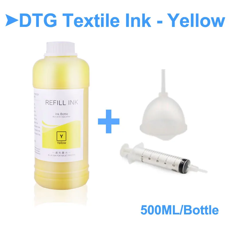 Чернила DTG текстильные чернила для Epson L1800 R1900 R2000 R3000 4800 4880 цифровые чернила для DTG принтера текстильные чернила на пигментной основе для Epson - Цвет: Yellow-500ml