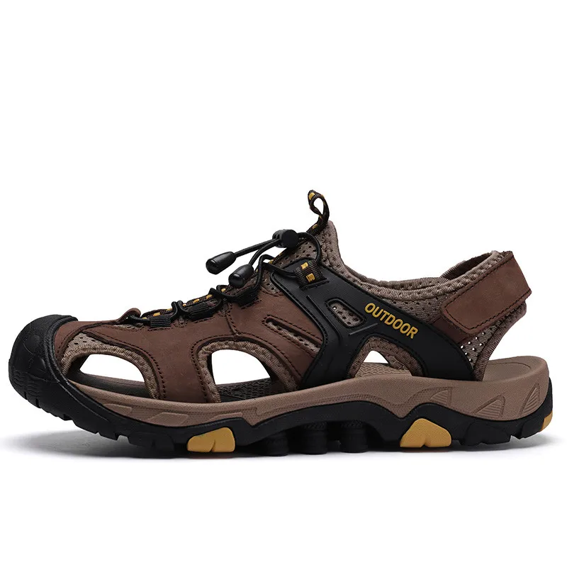 Сандалии мужские из натуральной кожи легкие удобные пляжные босоножки кожаная