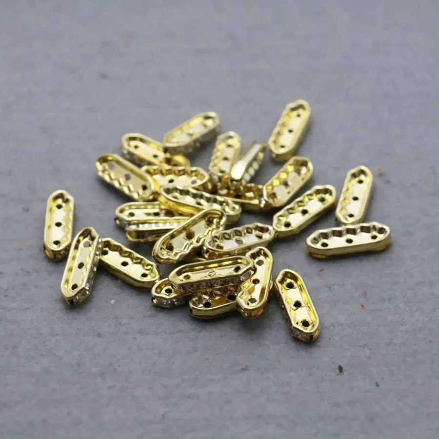 10 шт оптом золотые прямоугольные отдельные бусины Стразы металлические