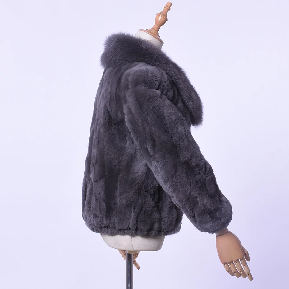 Зимнее женское пальто с воротником из меха кролика и лисы модное однотонное