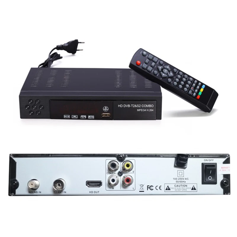 Черный Цифровой наземный спутниковый ТВ приемник DVB T2 S2 комбо DVB-T2 dvb-S2 ТВ приставка 1080P видео HDMI выход для России Европы DVBT2+ S2-1 - Цвет: Черный