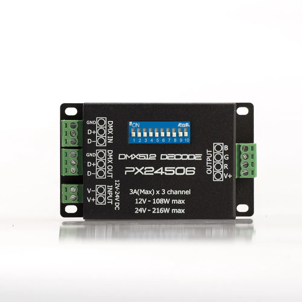PX24506 DMX 512 декодер драйвер RGB Усилитель контроллер управления для светодиодной