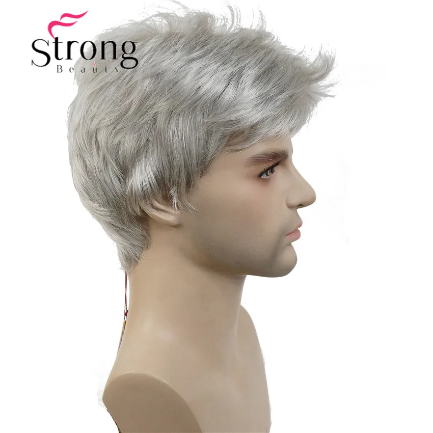 StrongBeauty Manly короткие коричневые смешанные со светлыми пушистыми прямыми полнометражными плавными термостойкими парик из синтетического материала для мужчин