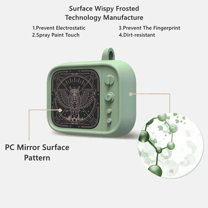 Tv-Shaped Portable Matte AirPods Case Anti-knock Anti-shock No Fingerprints Smudges All Around Protection Pattern in The Back |