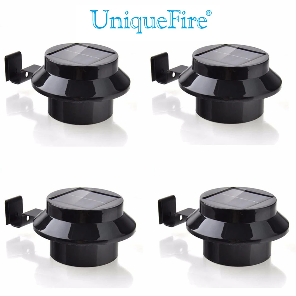 UniqueFire (4 пакеты) 3 Солнечная Светодиодные лампы Панель свет сада (черный) холодный