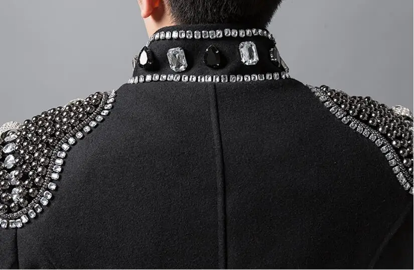 Мужская одежда тяжелый блейзер в стиле панк со стразами Молодежный модный тренд