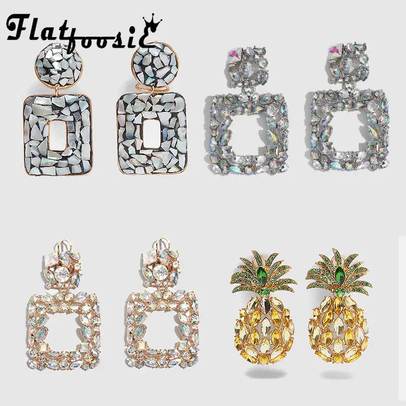 Женские серьги с кристаллами Flatfoosie блестящие золотистые и серебристые