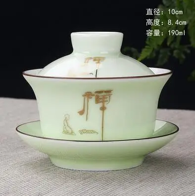 Китайский Gaiwan чайный набор кунг-фу белый керамический гайвань синий и белый фарфор чайная посуда Tureen Sancai чайная чашка для пуэр - Цвет: 190ml