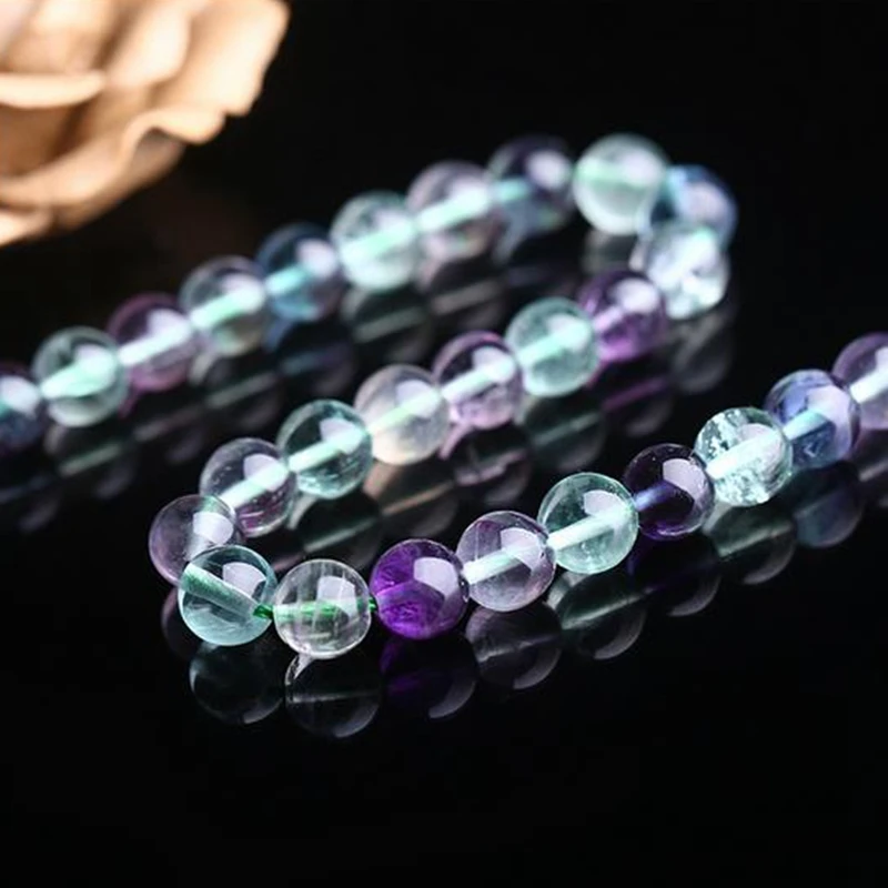 39 см натуральный цветной флюорит Радужный камень бусины не стеклянные Гладкие
